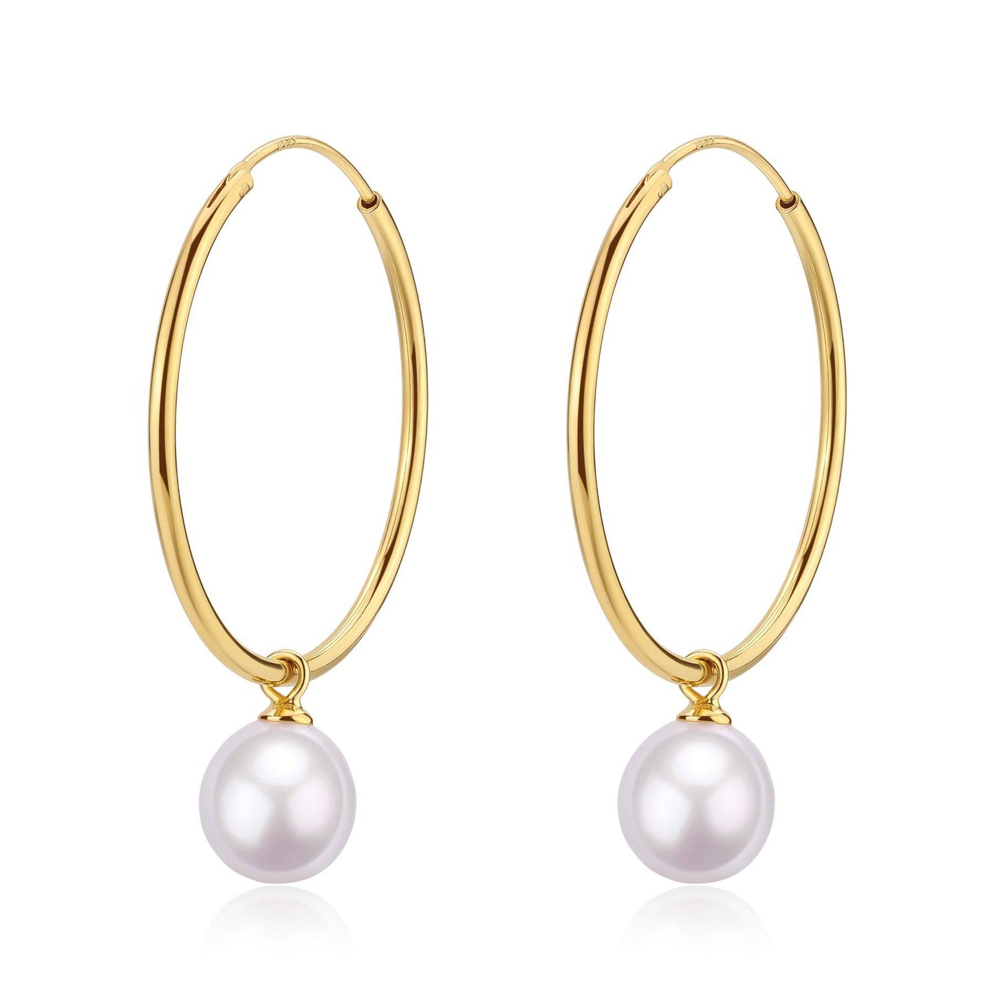 Large Hoop Freshwater Pearl Drop Earrings