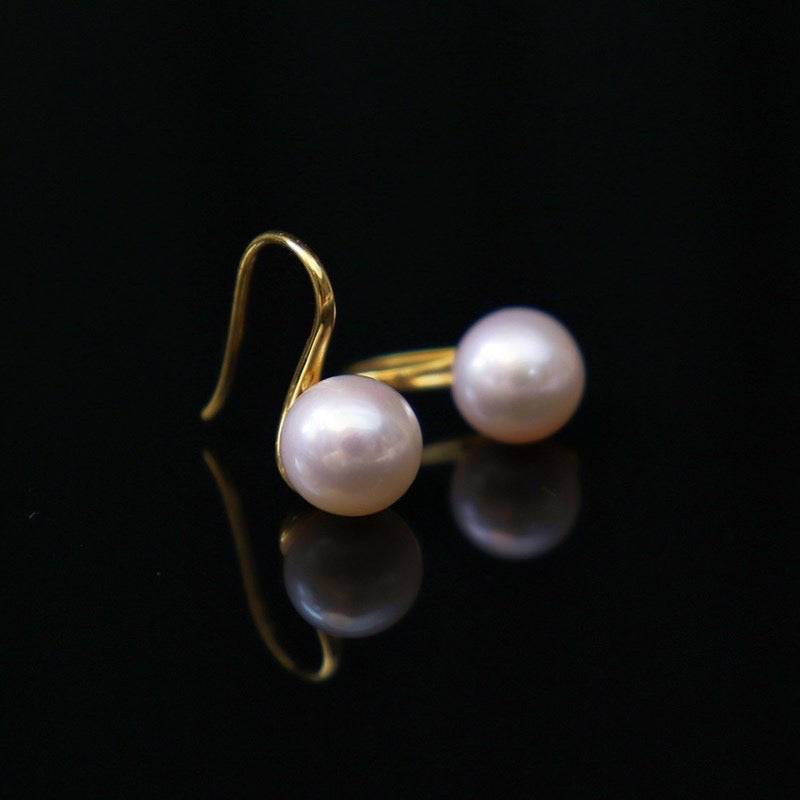 Classic Hook Earrings with Freshwater White Pearls