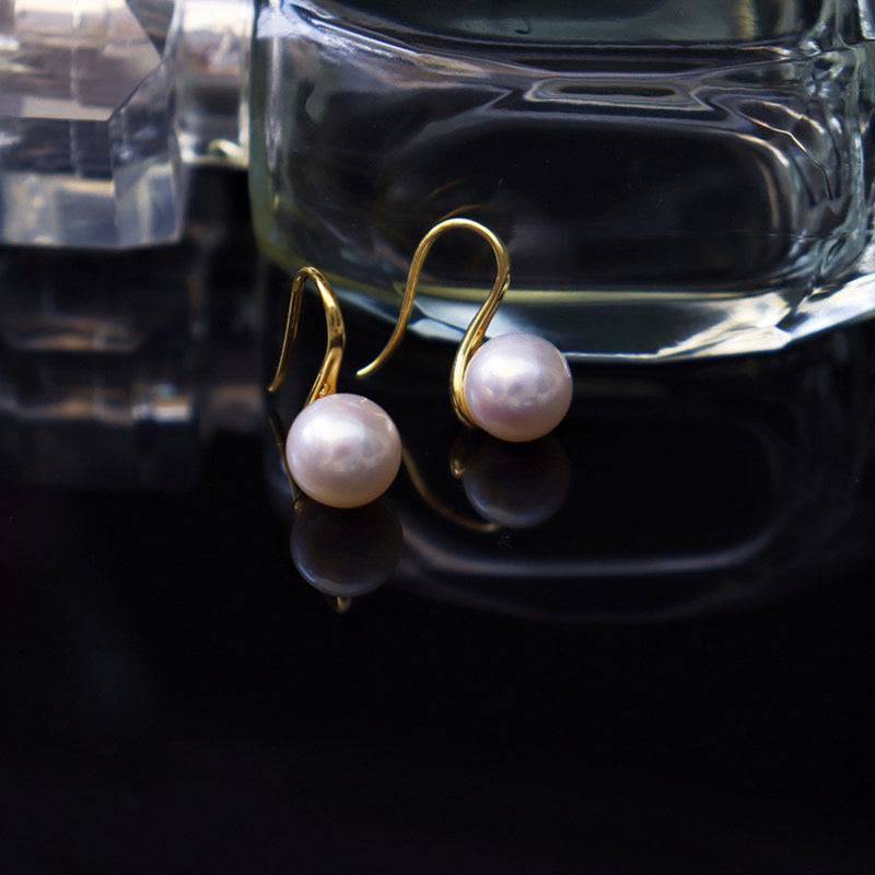 Classic Hook Earrings with Freshwater White Pearls