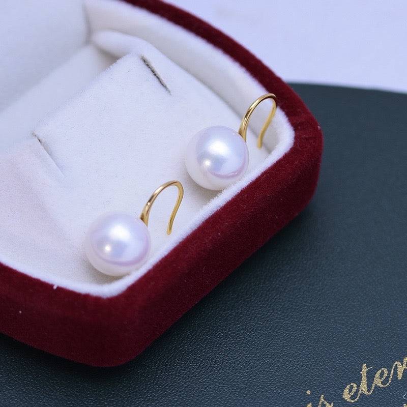 Classic Hook Earrings with Freshwater White Pearls