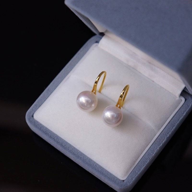 Classic Hook Earrings with Freshwater White Pearls