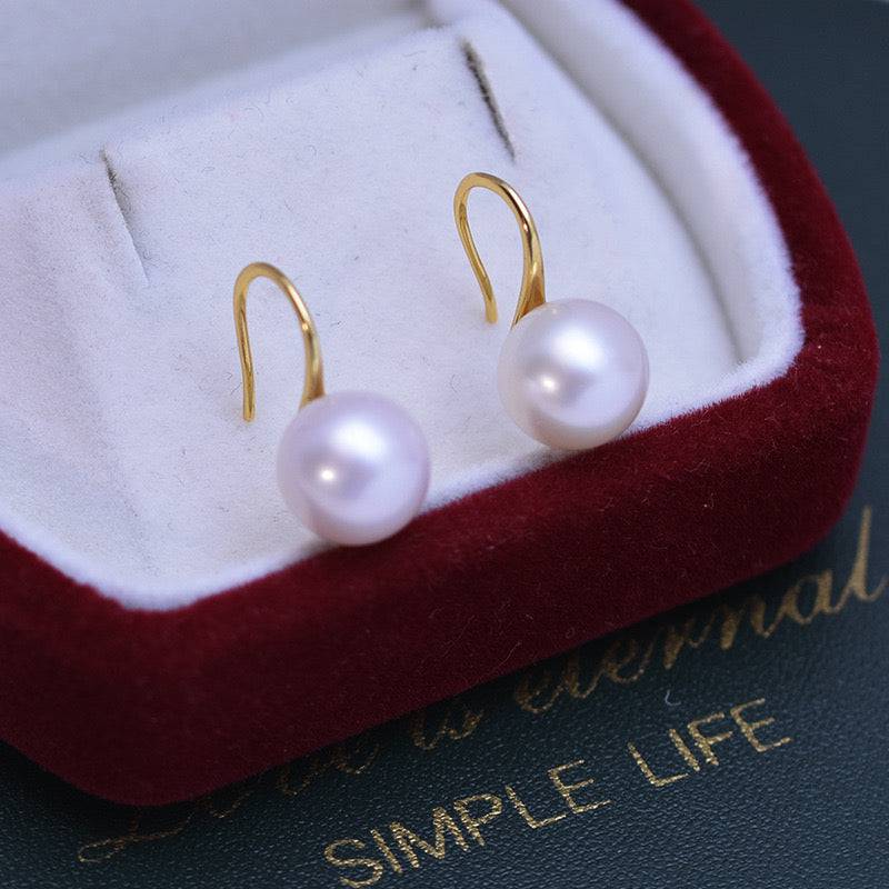 Classic Hook Earrings with Freshwater White Pearls