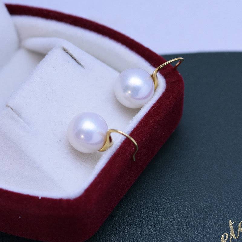 Classic Hook Earrings with Freshwater White Pearls