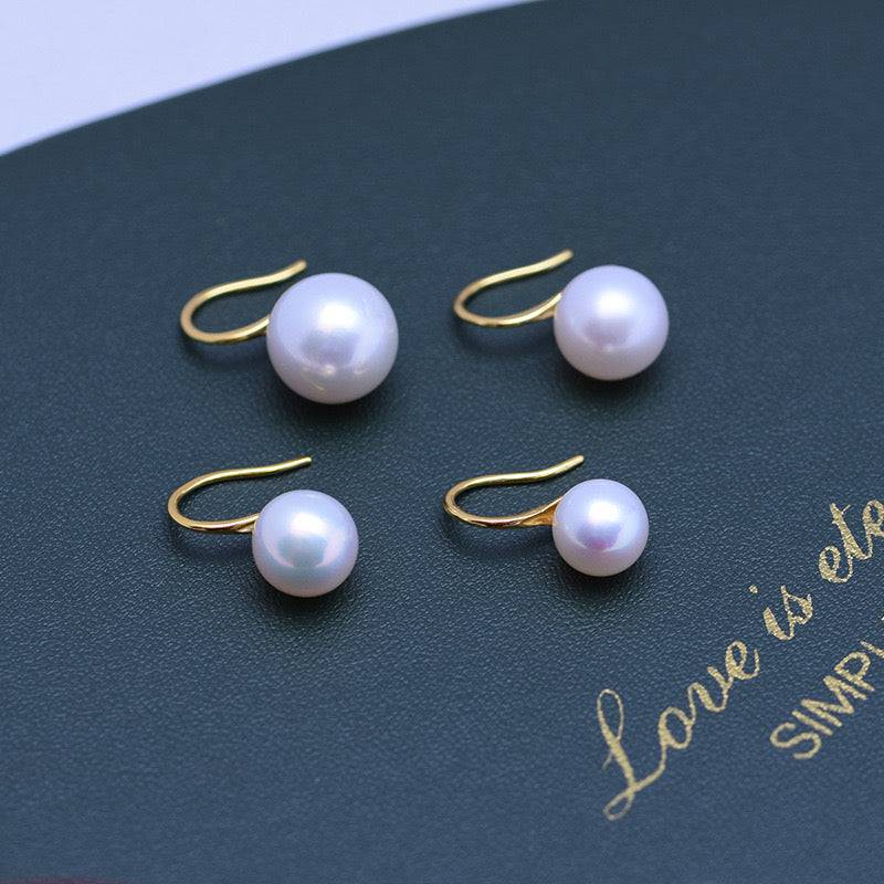 Classic Hook Earrings with Freshwater White Pearls