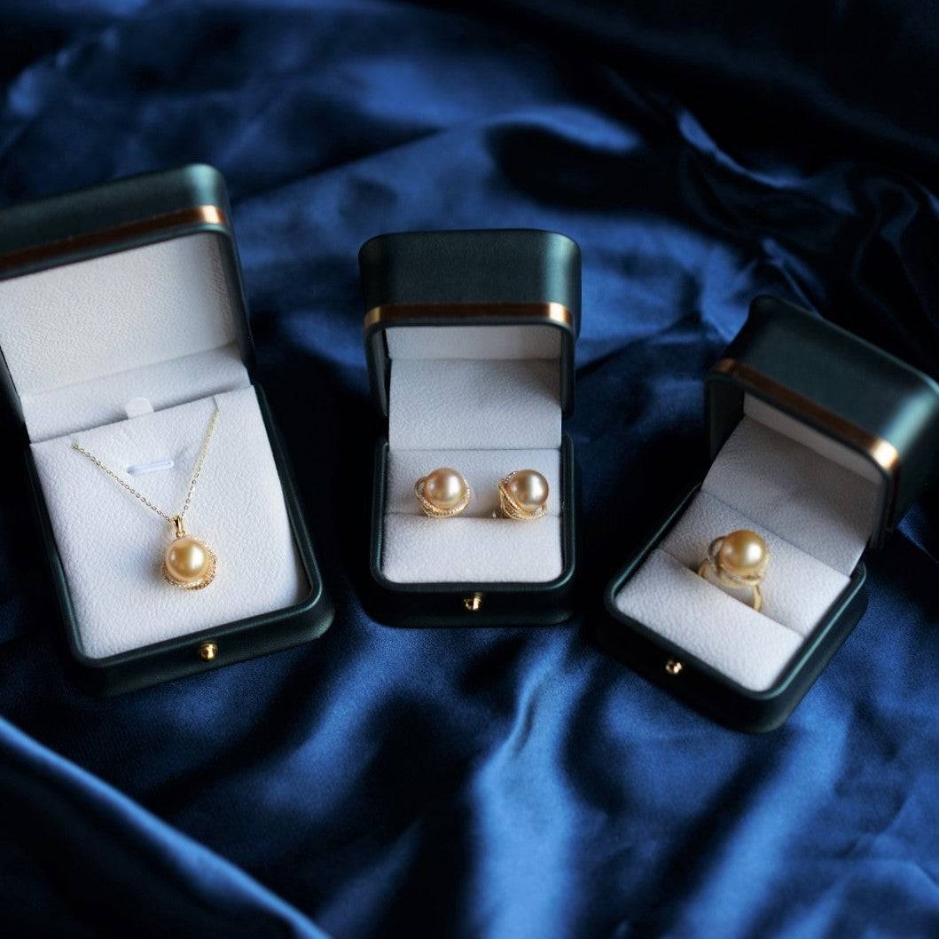 Natural Pearl and CZ Rose Jewelry Set