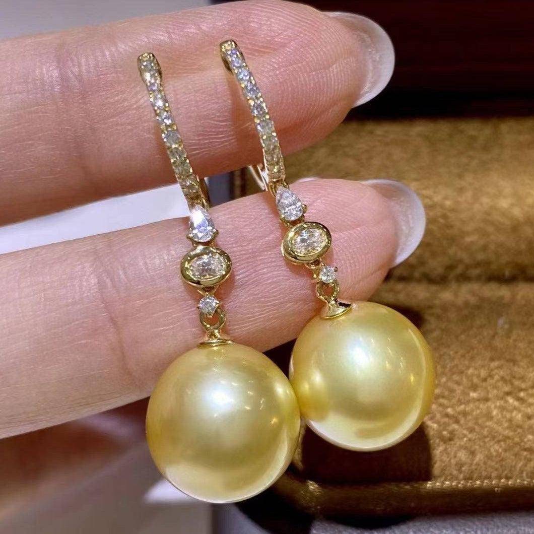 Golden South Sea Pearl Earrings with Sisi Design