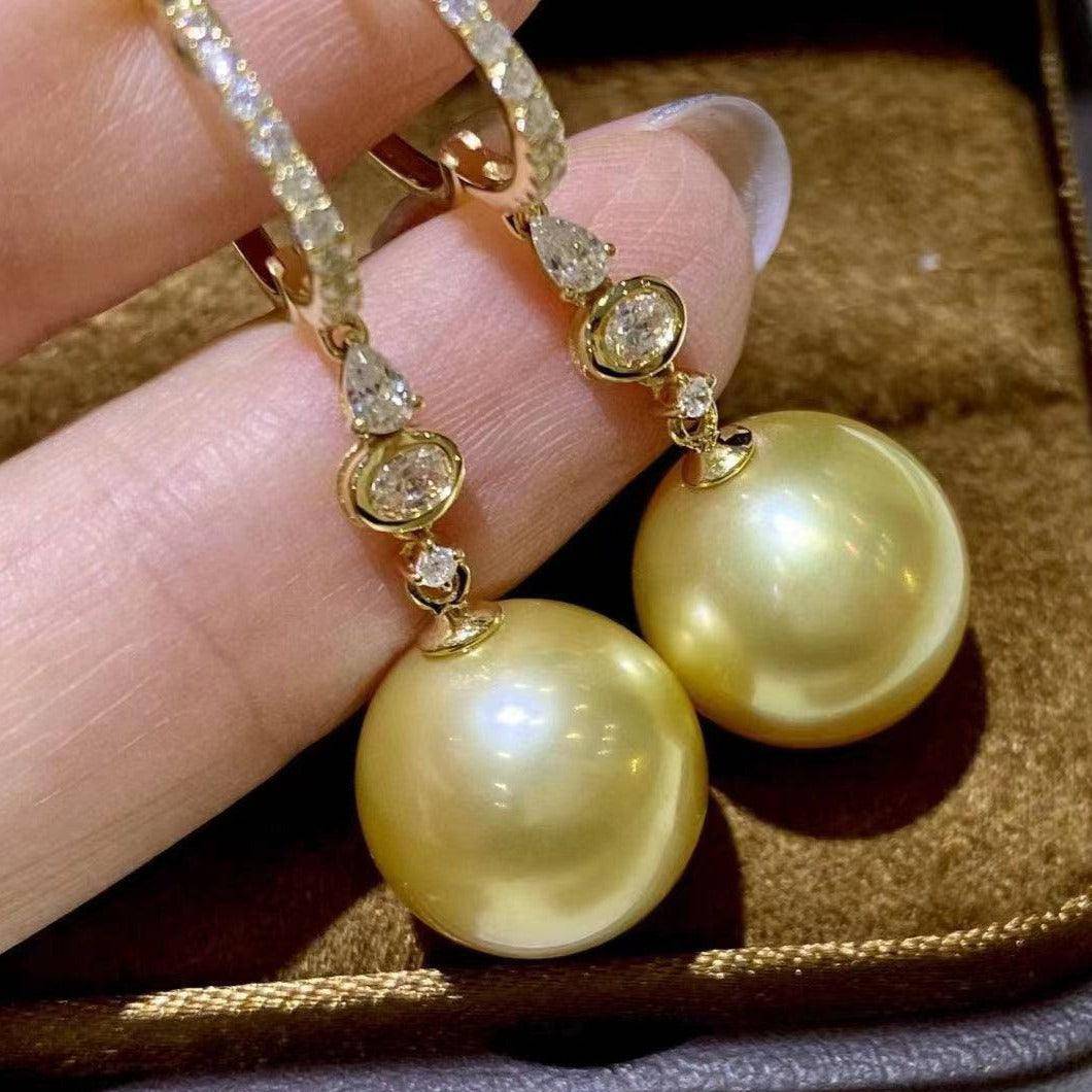 Golden South Sea Pearl Earrings with Sisi Design