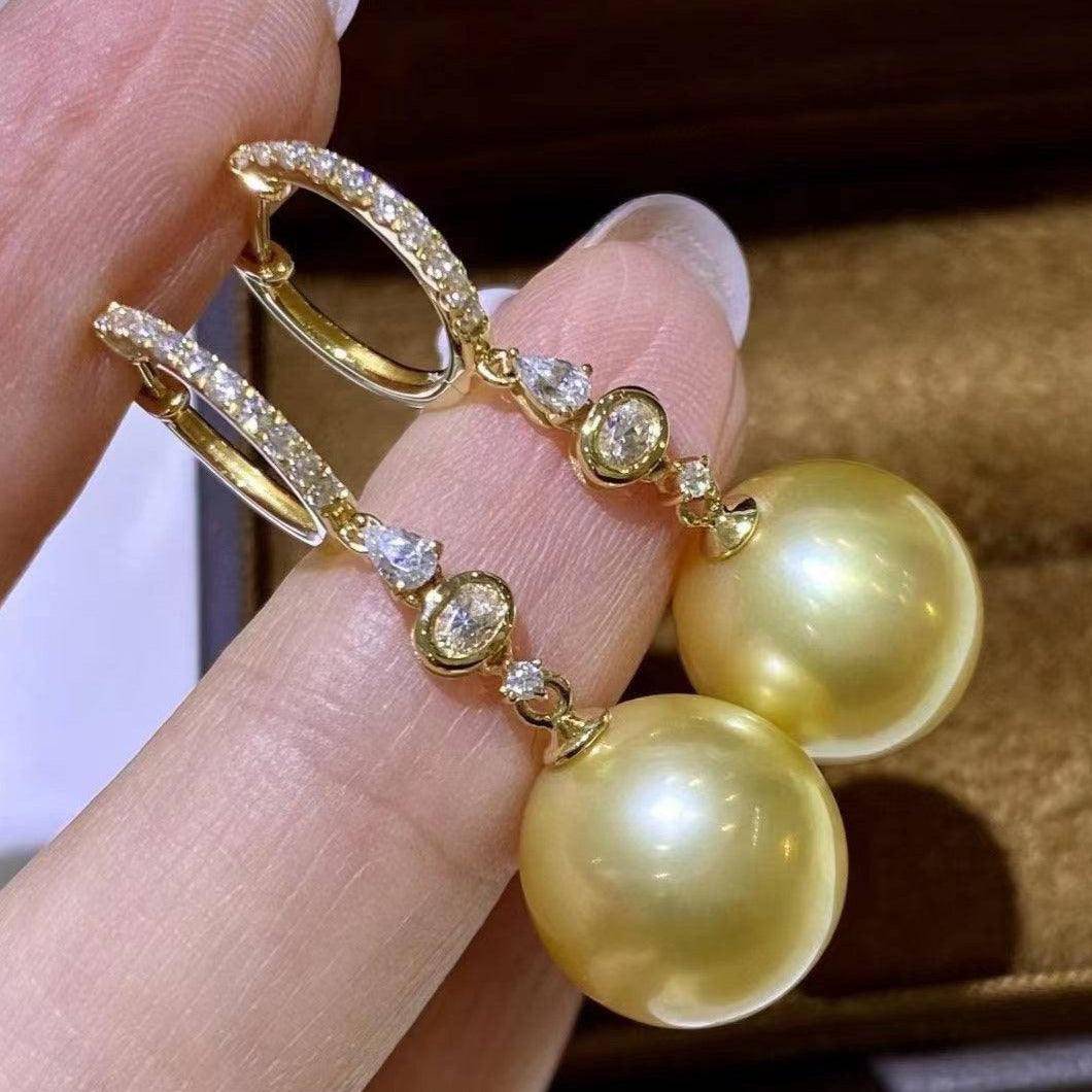 Golden South Sea Pearl Earrings with Sisi Design