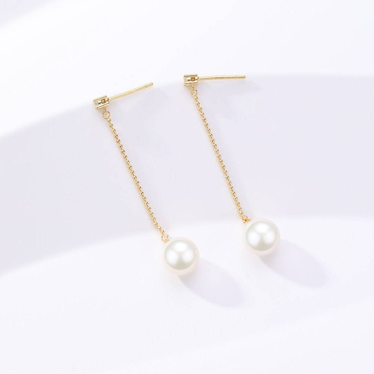 Long Natural Freshwater Pearl Earrings in Elegant Design