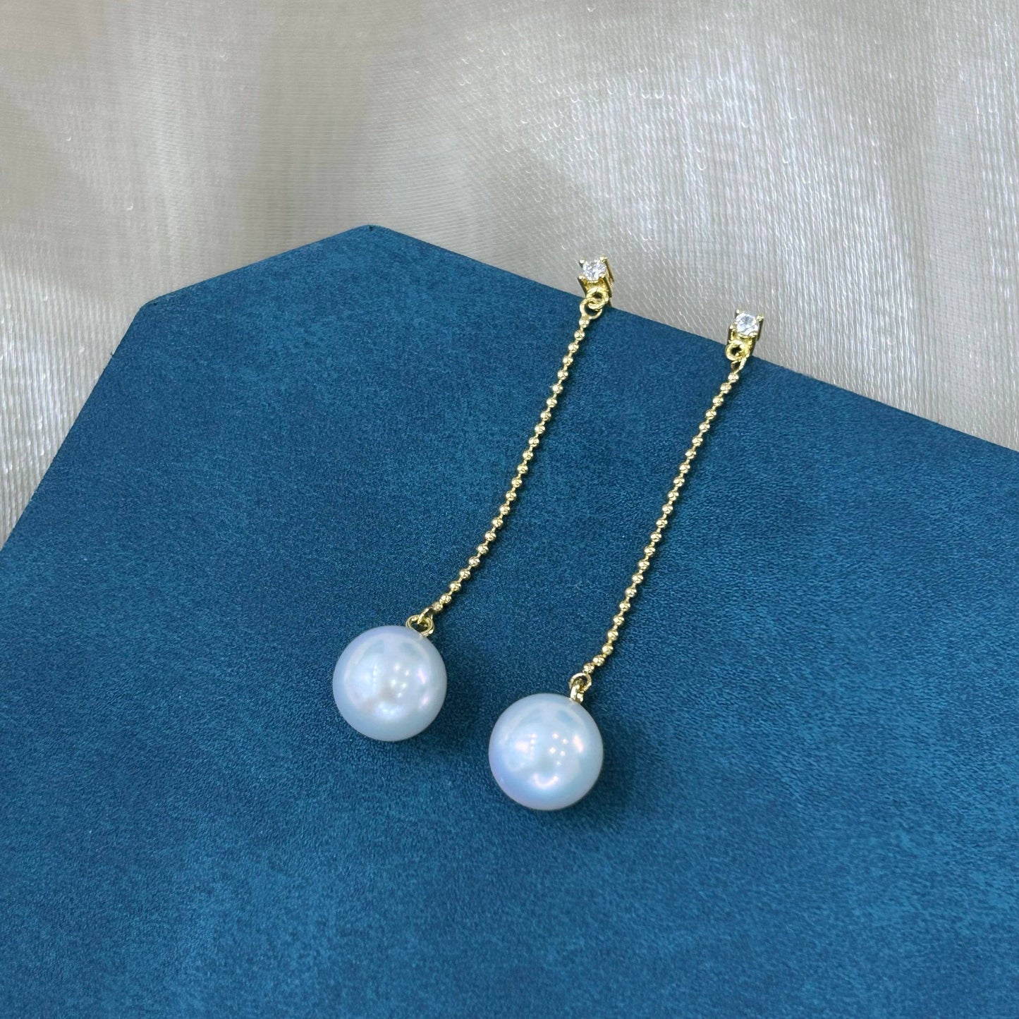 Long Natural Freshwater Pearl Earrings in Elegant Design