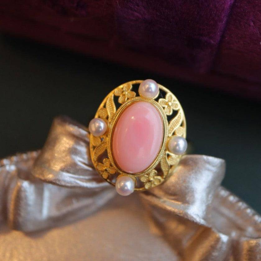 Elegant Pink Conch Shell Pearl Earrings in Gold Vermeil