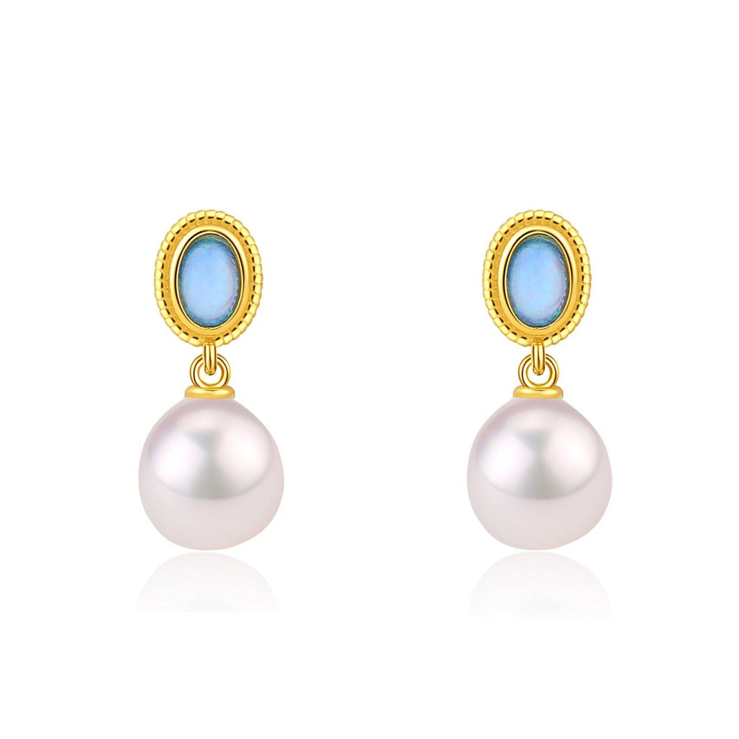 Gold Vermeil Opal Freshwater Baroque Pearls Earrings