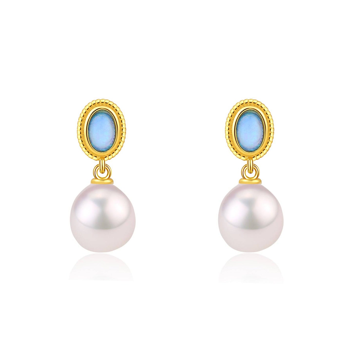 Opal and Baroque Pearls Set in Gold Vermeil