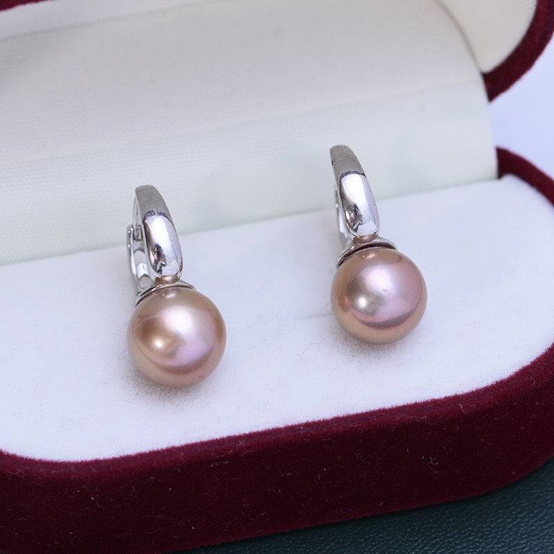 Purple Freshwater Pearl Classic Hoop Earrings