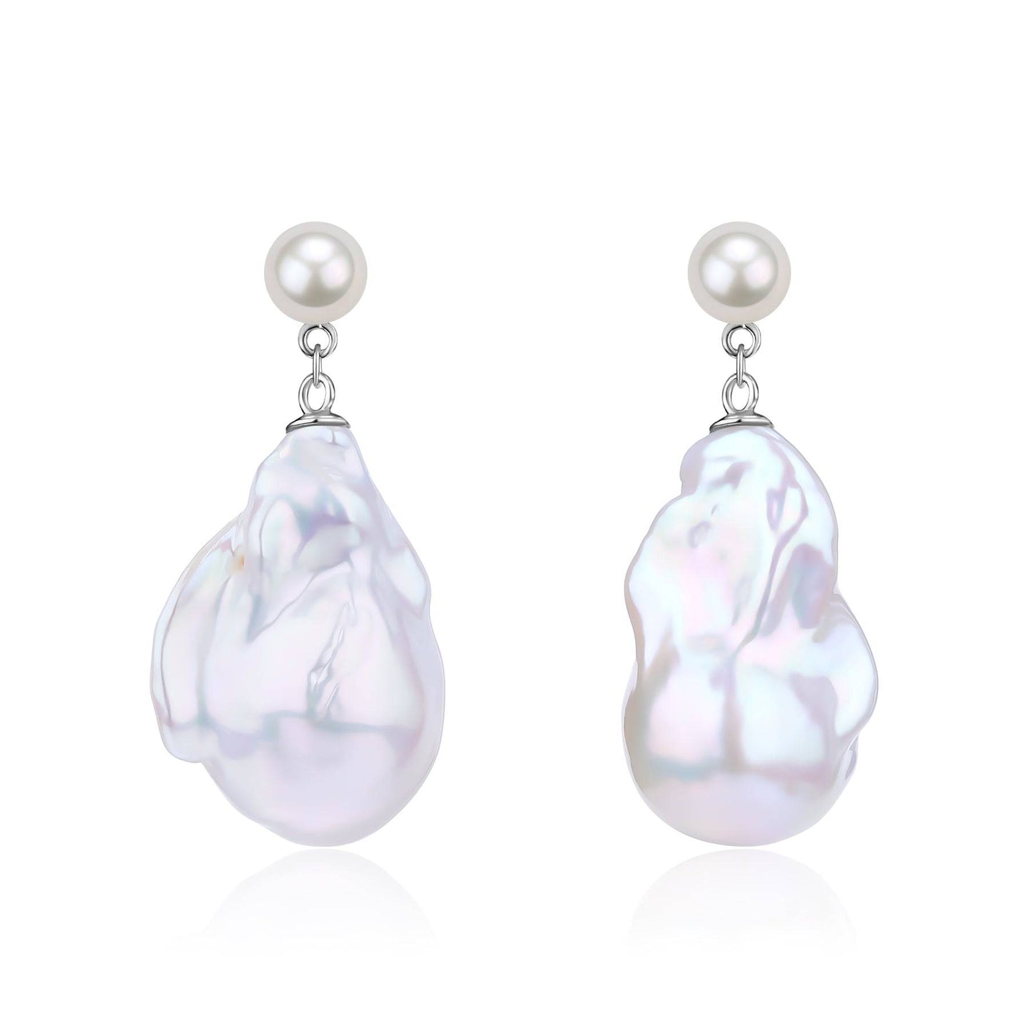 Baroque Pearl Drop Earrings with Stud Top