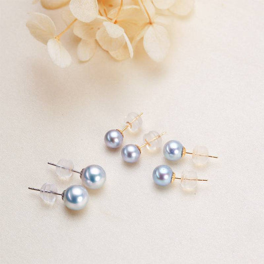 Blue Pearl Silver Stud Earrings