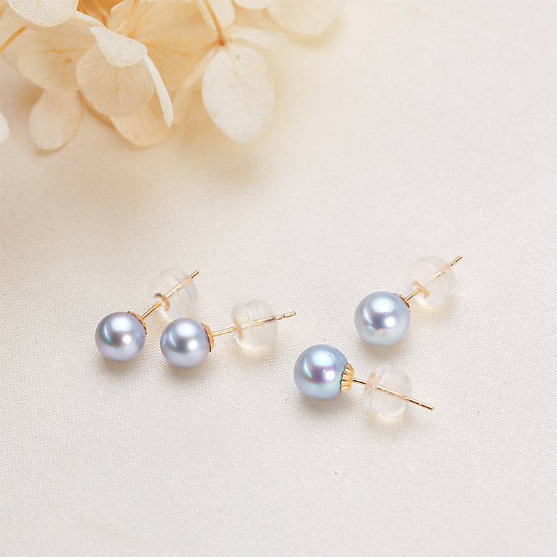 Blue Pearl Silver Stud Earrings