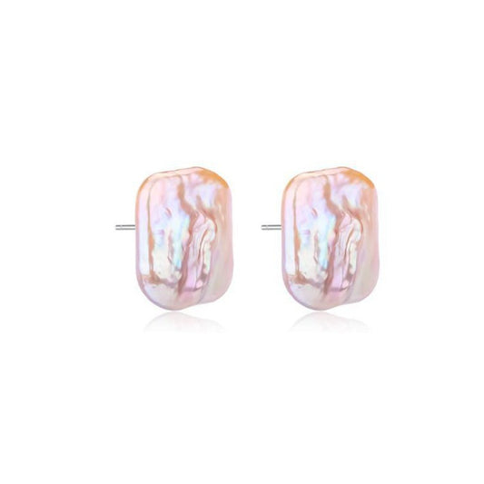 Pink Baroque Freshwater Pearl Stud Earrings