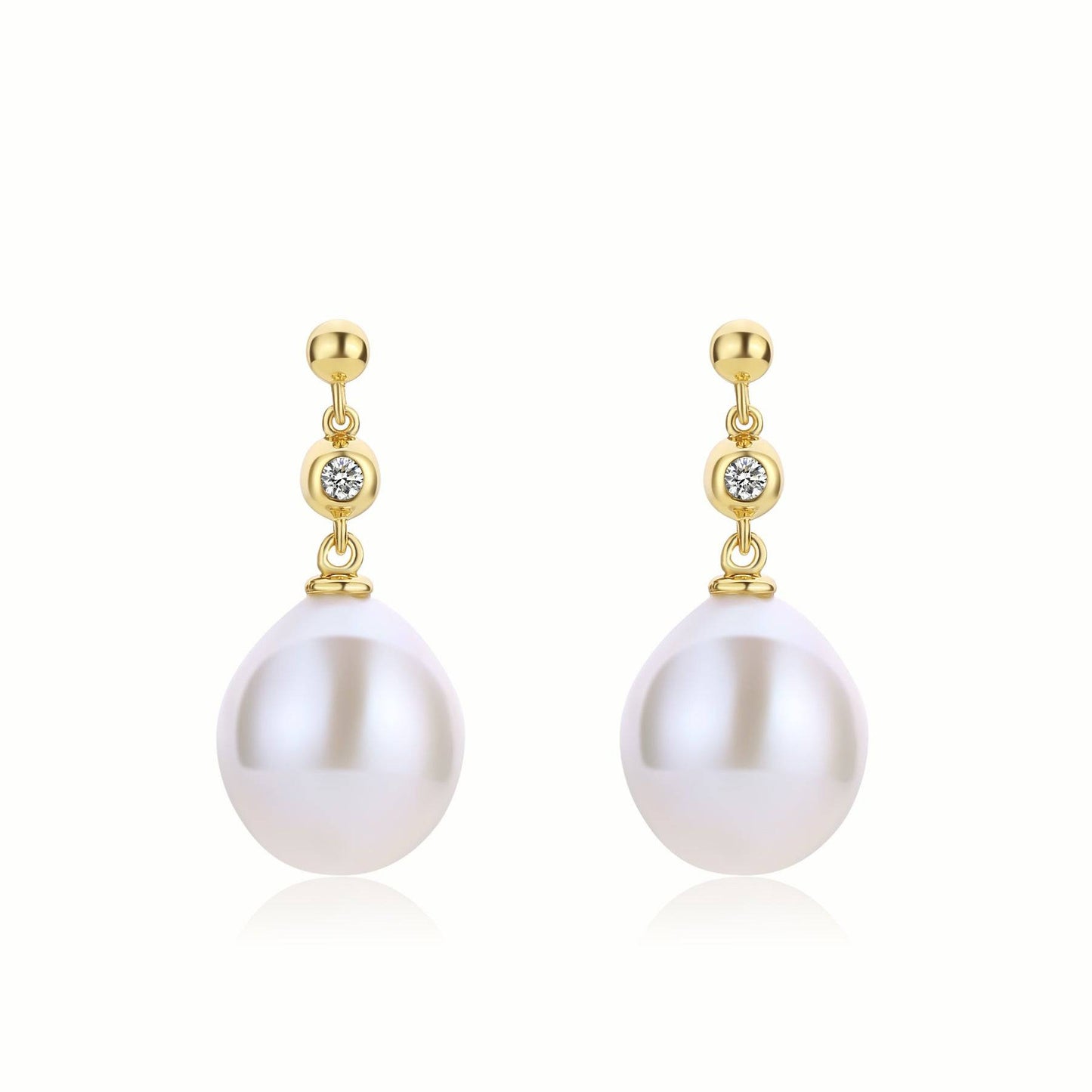 Elegant Baroque Drop Pearl and Cubic Zirconia Earrings