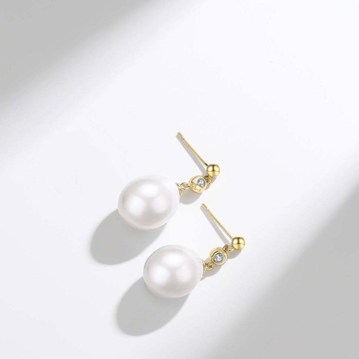 Elegant Baroque Drop Pearl and Cubic Zirconia Earrings