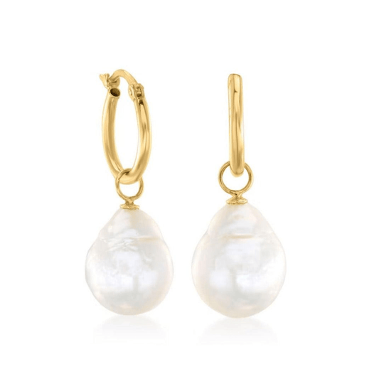 Elegant Drop Shaped Pearl Hoop Earrings