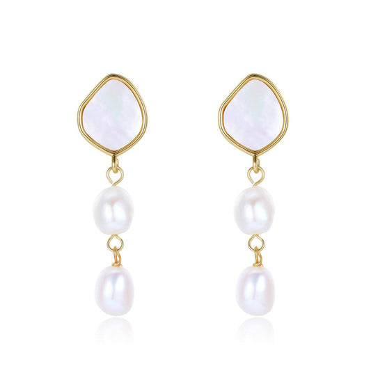 Elegant Teardrop Baroque Pearl Shell Earrings