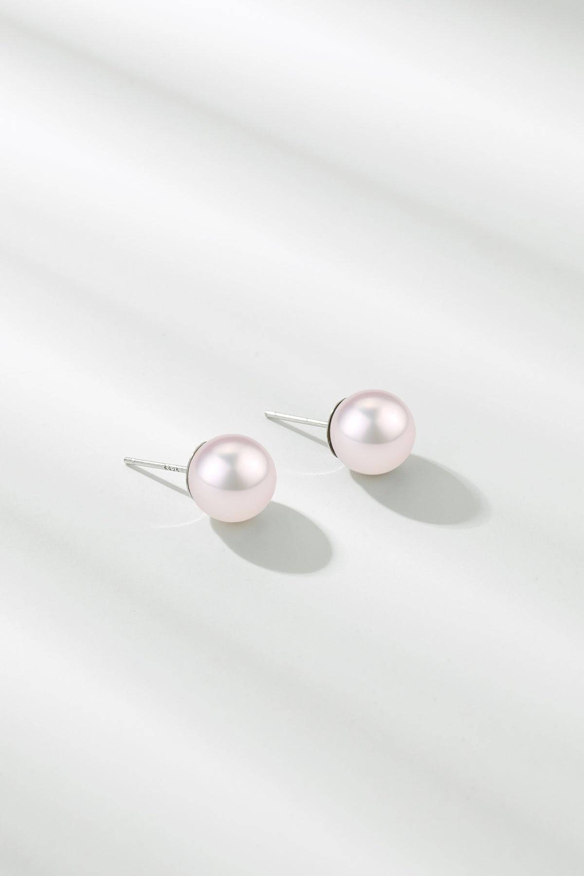 Elegant White Freshwater Pearl Stud Earrings