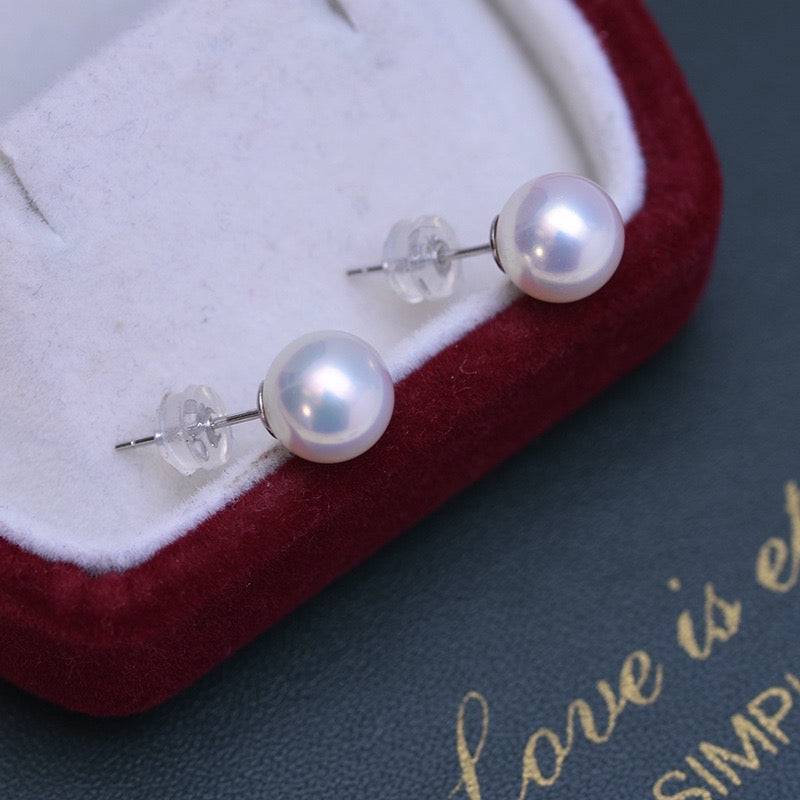 Elegant White Freshwater Pearl Stud Earrings