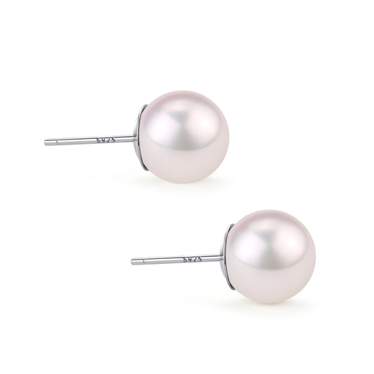 Elegant White Freshwater Pearl Stud Earrings