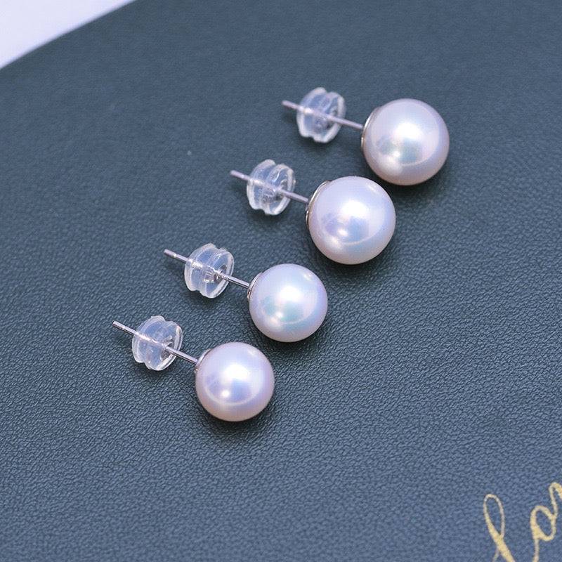 Elegant White Freshwater Pearl Stud Earrings