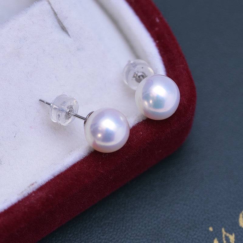 Elegant White Freshwater Pearl Stud Earrings