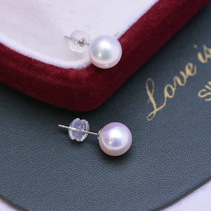 Elegant White Freshwater Pearl Stud Earrings