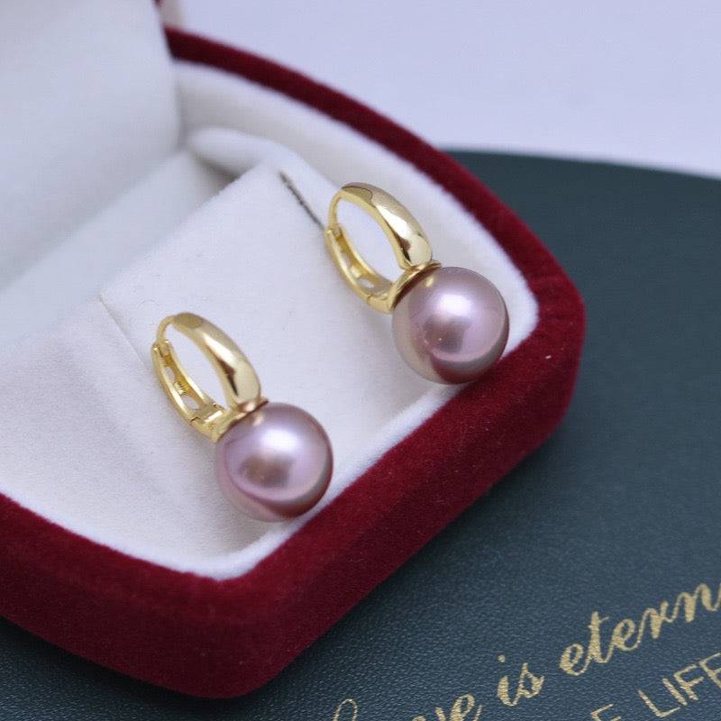 Freshwater Pearl Round Hoop Earrings in 11-12mm