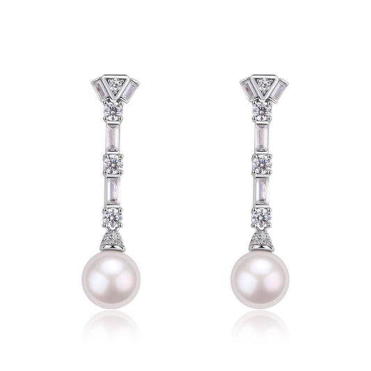 White Pearl Cubic Zirconia Earrings