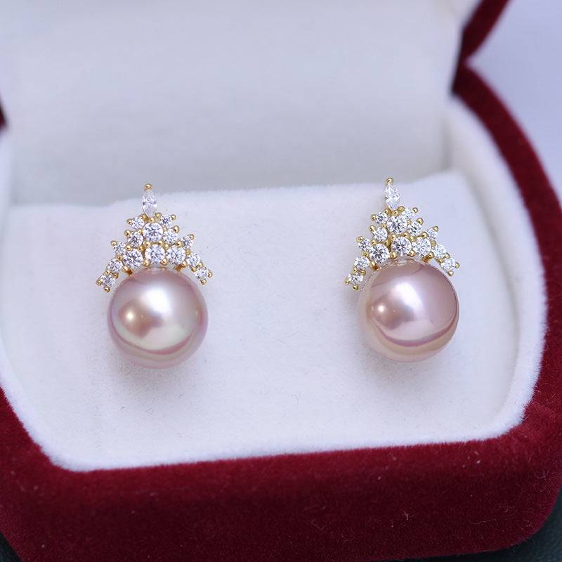 Freshwater Pearl and Queen Style Earrings