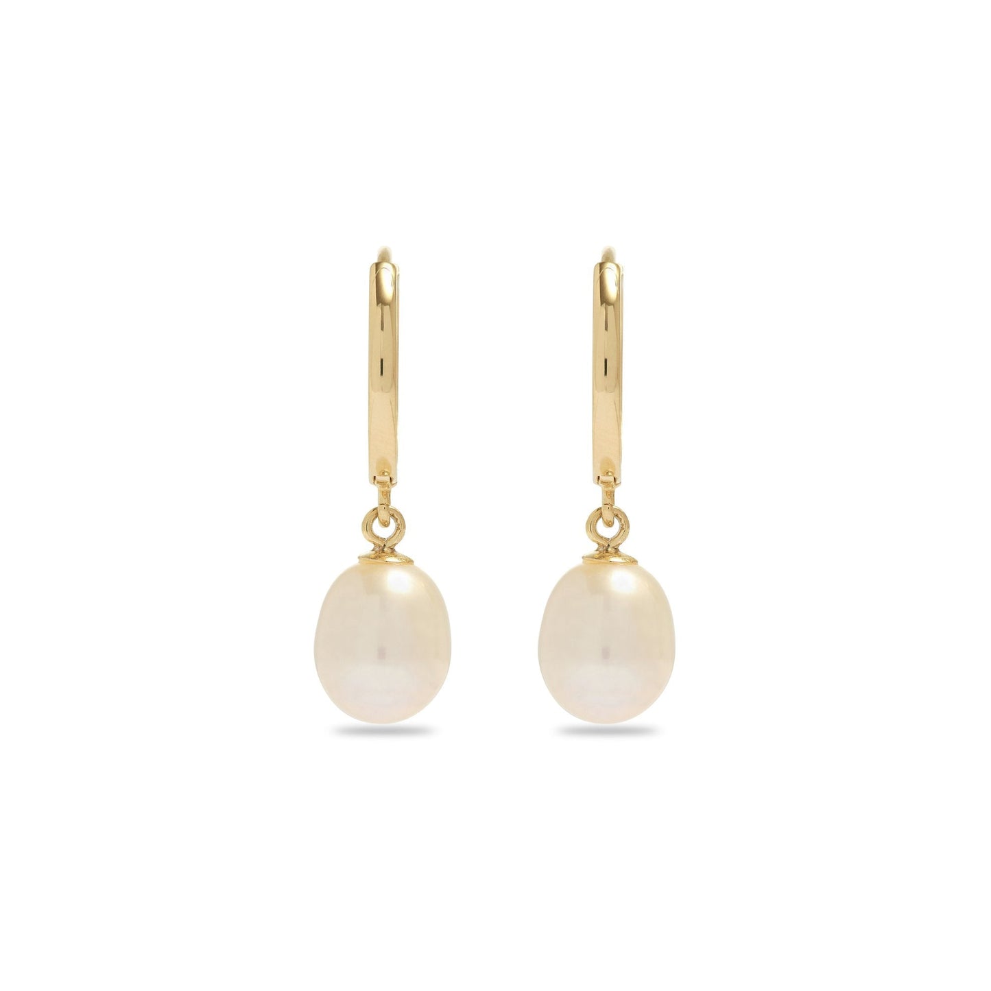 Elegant Elliptical Pearl Huggie Earrings