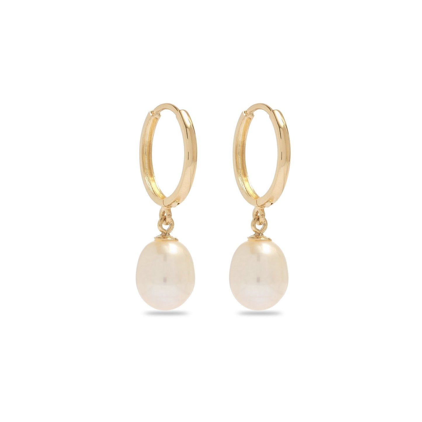 Elegant Elliptical Pearl Huggie Earrings