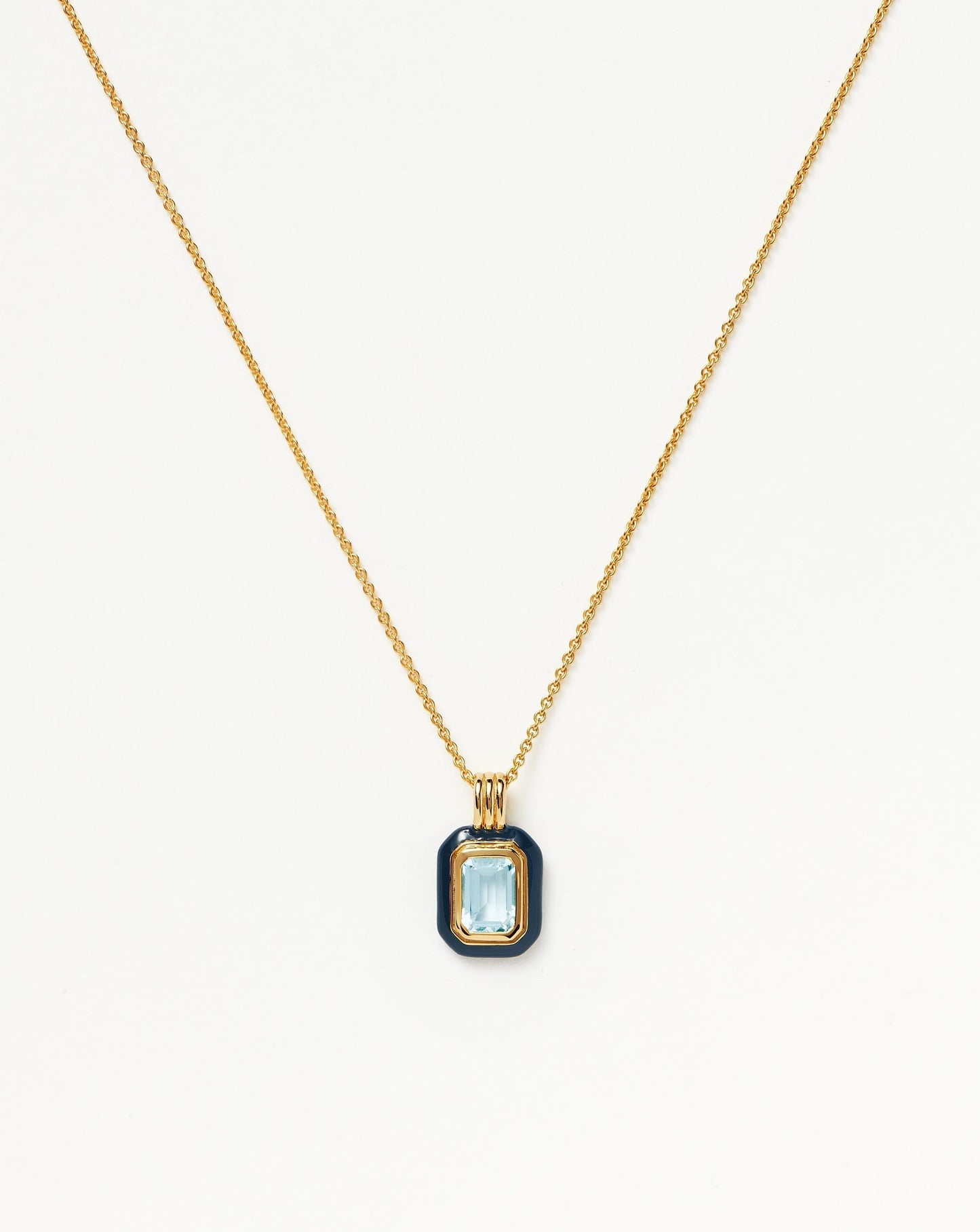 Blue Cubic Zirconia Pendant Necklace in Gold Vermeil