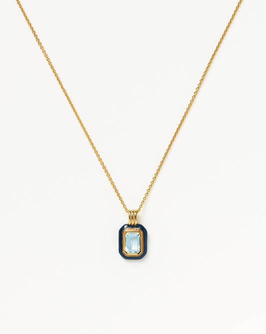 Blue Cubic Zirconia Pendant Necklace in Gold Vermeil