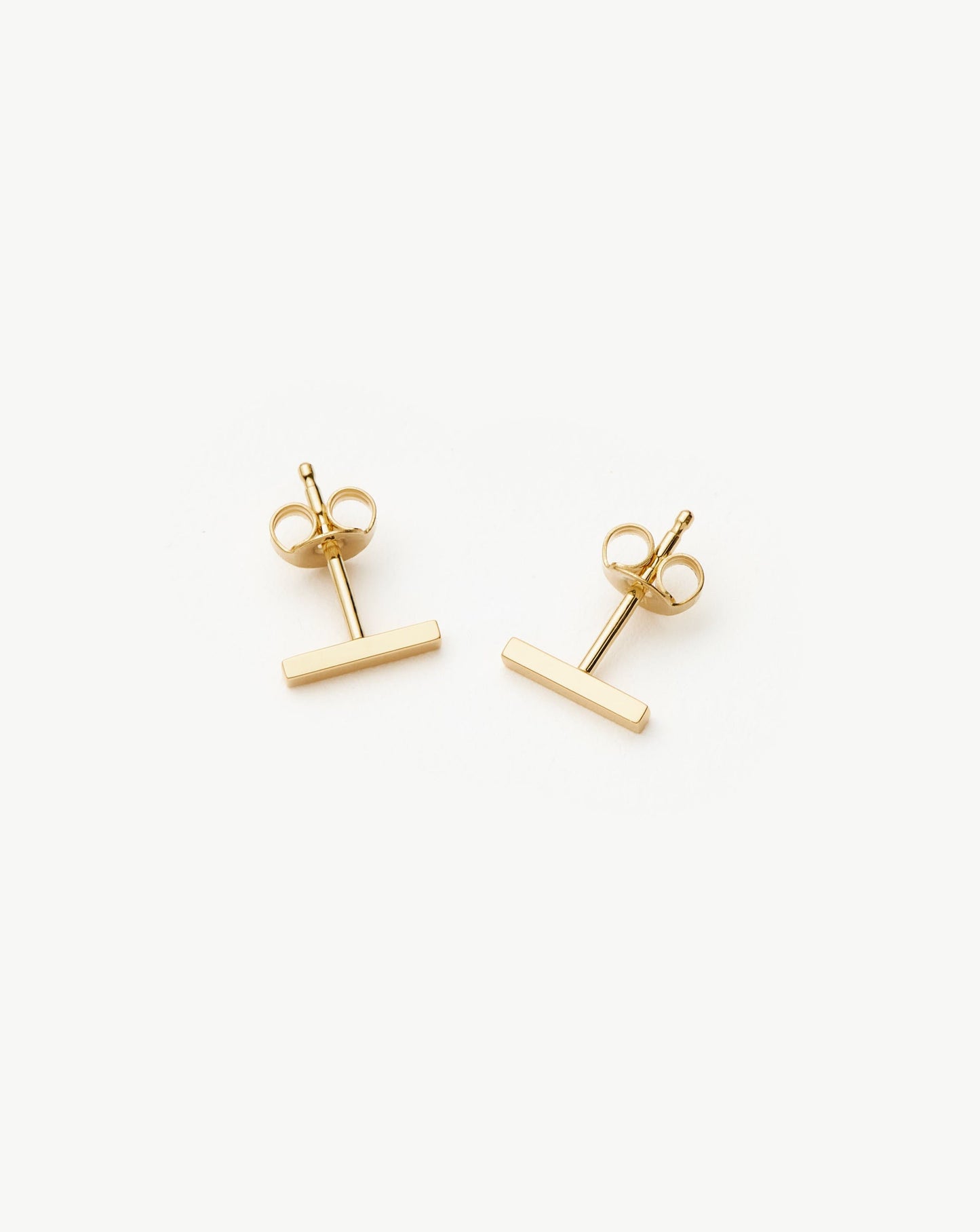 Solid Gold Bar Stud Earrings for Everyday Wear