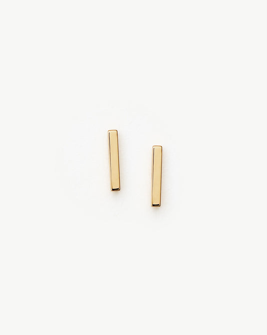 Solid Gold Bar Stud Earrings for Everyday Wear