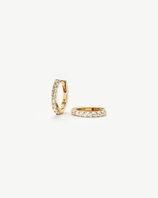 Classic Diamond Huggie Earrings in 14k Gold