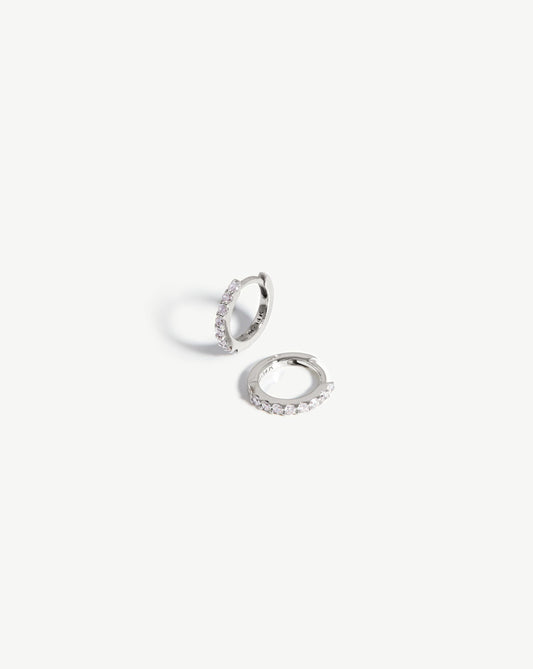 Classic Diamond Huggie Earrings in 14k White Gold