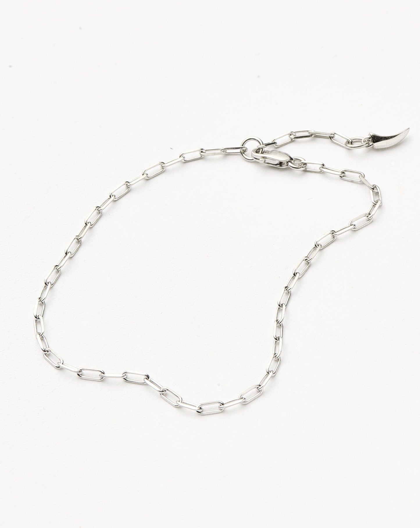 Classic Paperclip Chain Bracelet in Solid White Gold