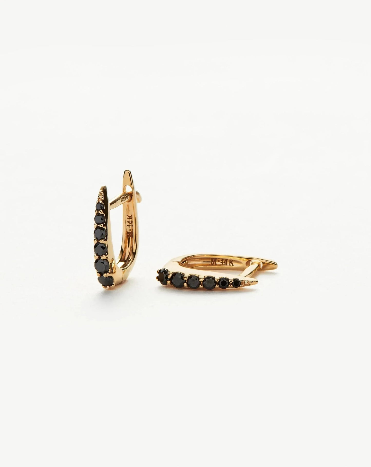 Claw Huggie Earrings in 14k Gold with Black Diamonds