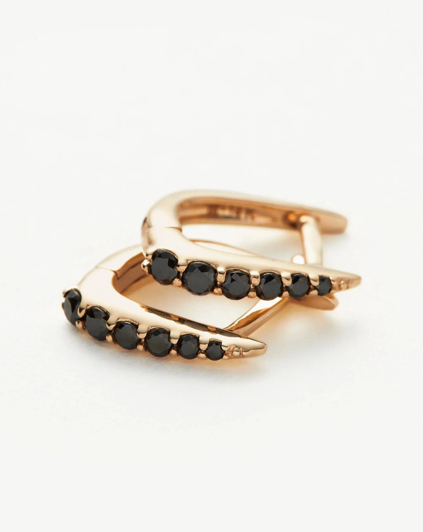 Claw Huggie Earrings in 14k Gold with Black Diamonds