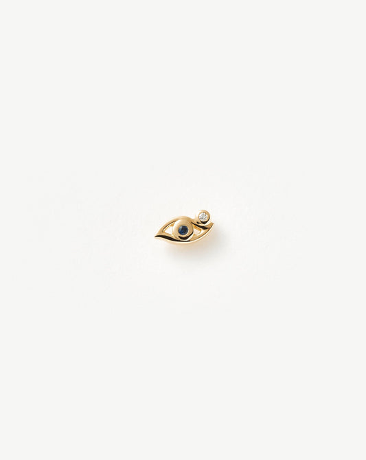 Single Stud Earring with Fine Evil Eye Design