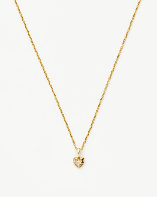 Mini Heart Diamond Pendant Necklace in 14k Gold