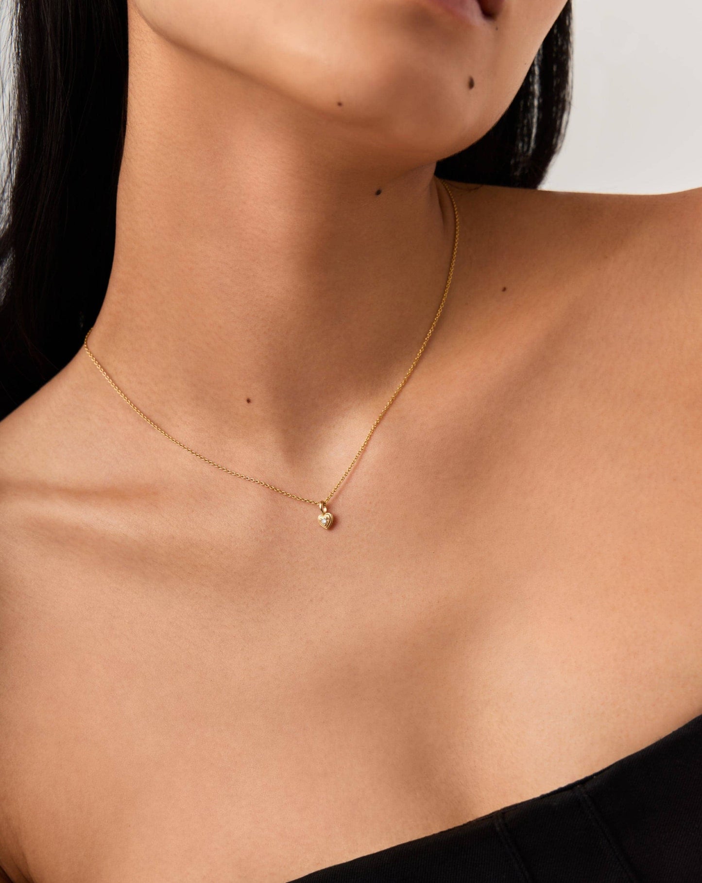 Mini Heart Diamond Pendant Necklace in 14k Gold