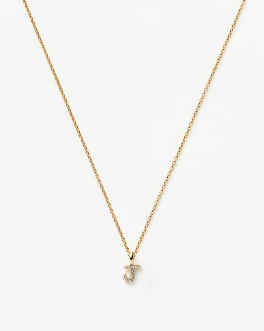 14k Gold Plated Diamond Initial Mini Pendant Necklace